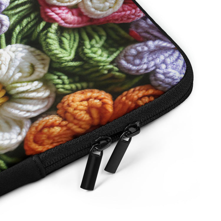 Laptop Sleeve, Bright floral crotchet simple fashion style back to school workplace everyday on the road computer ipad carrying case cover