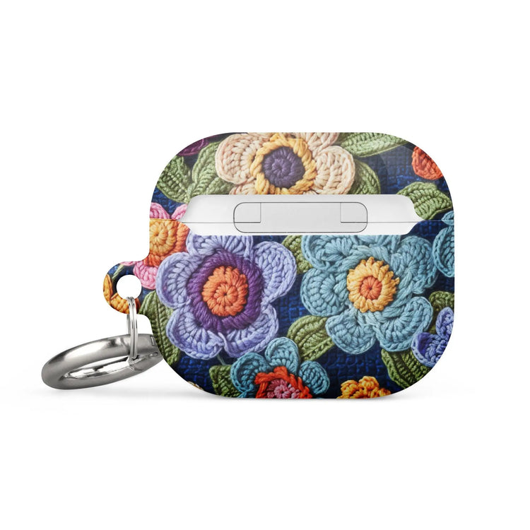 Case for AirPods®, floral colorful stylish crotchet pretty pattern school work custom design sturdy protective earbuds carrying case