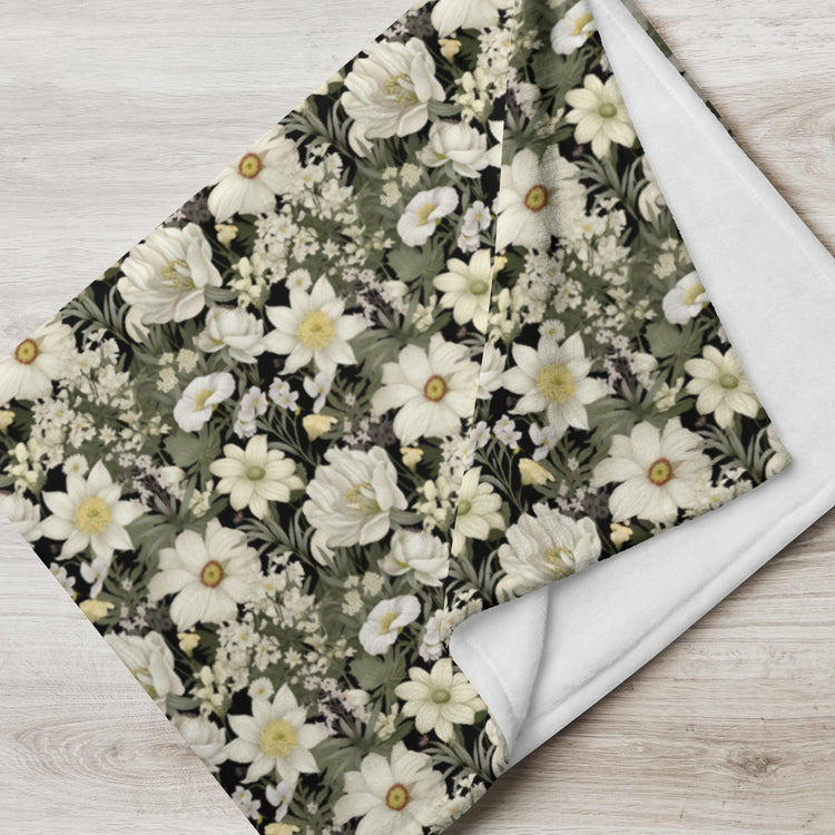 Throw Blanket, Floral all over print pattern soft velveteen relax couch bed travel stylish eye catching decorative chair gift throw.