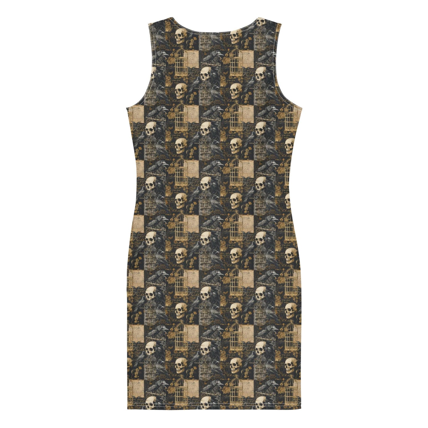 Bodycon dress, Gothic all over pattern casual date night blazer accent sexy spandex stretchy comfortable stylish Halloween vibe outfit