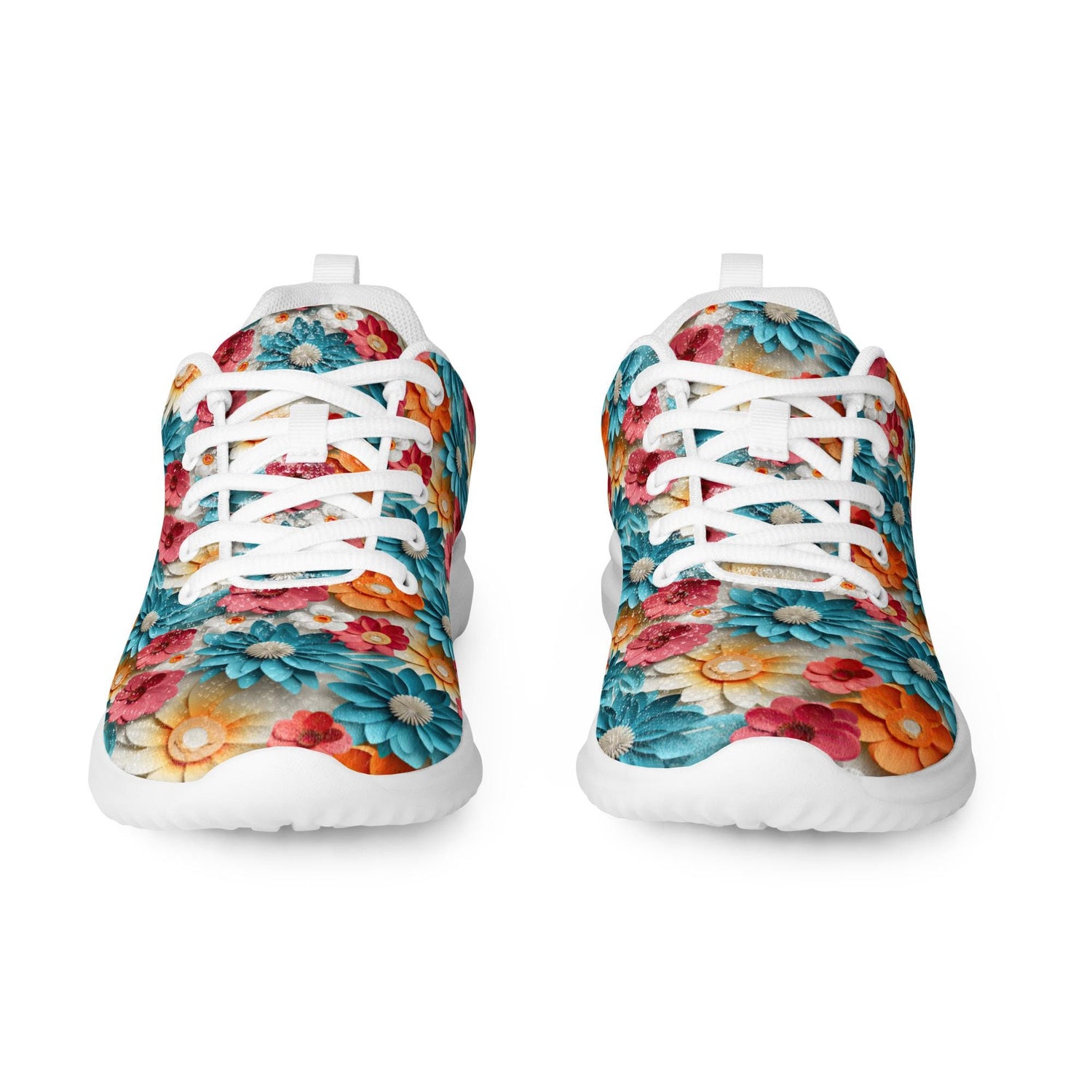 Women’s athletic shoes, Vibrant colorful daisy floral pattern print design soft comfy walking athletic casual designer look stylish sneakers