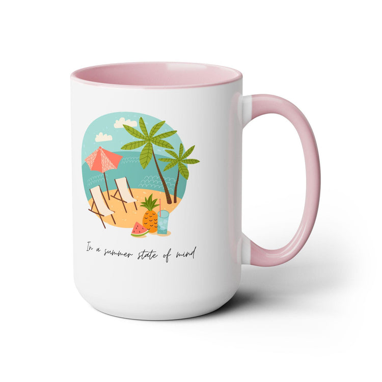 Two-Tone Coffee Mugs, 15oz, Summer vibes great energy vibrant kitchen home decor coffee tea beverage cup