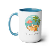 Two-Tone Coffee Mugs, 15oz, Summer vibes great energy vibrant kitchen home decor coffee tea beverage cup