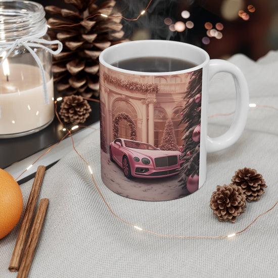 Ceramic Mug 11oz, Pink Bentley luxury boss executive holiday designer entrepreneur stylish mornine joe evening green tea classy decor mug