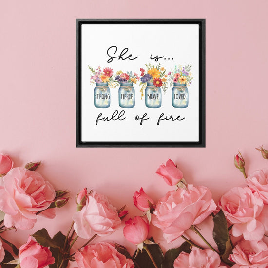 Gallery Canvas Wraps, Inspirational women empowerment floral simplicity wall colorful high quality square art canvas  gift for her design