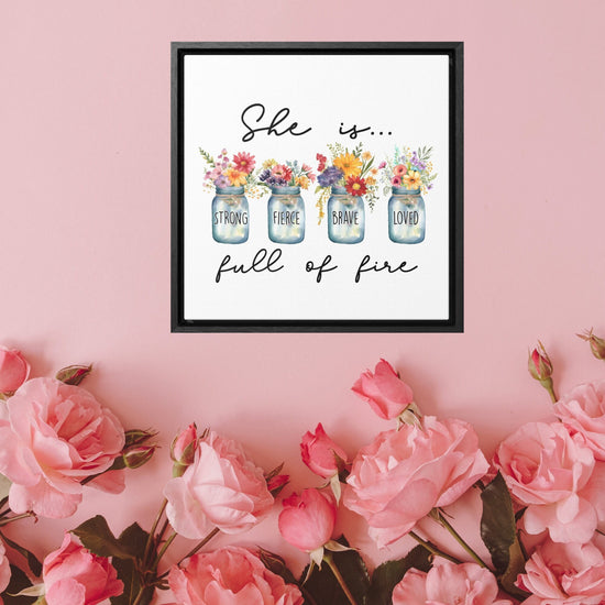 Gallery Canvas Wraps, Inspirational women empowerment floral simplicity wall colorful high quality square art canvas  gift for her design