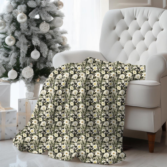 Throw Blanket, Floral all over print pattern soft velveteen relax couch bed travel stylish eye catching decorative chair gift throw.