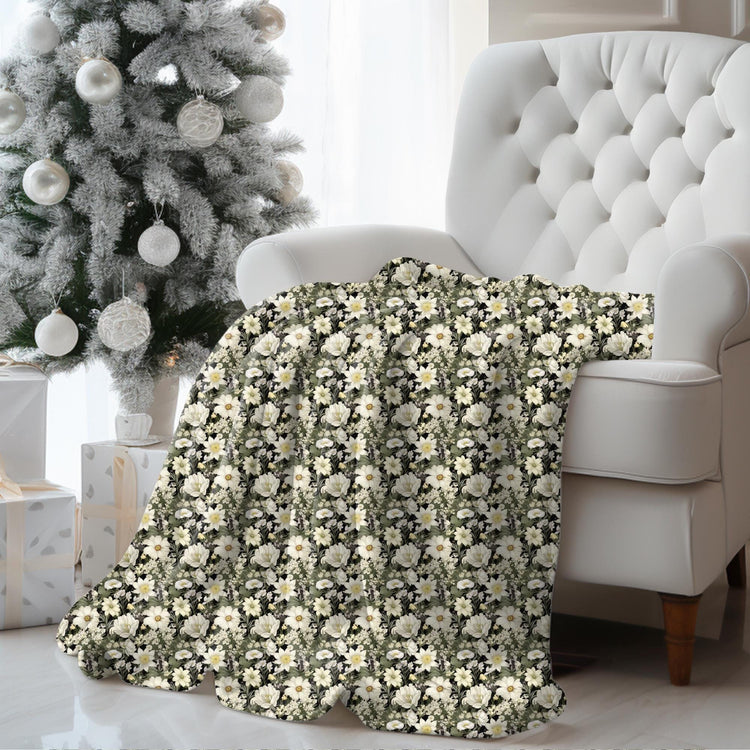 Throw Blanket, Floral all over print pattern soft velveteen relax couch bed travel stylish eye catching decorative chair gift throw.
