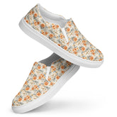 Women’s slip-on canvas shoes, Bright floral pretty all over pattern design fabric style fashion school work casual skinny jeans slip on shoe