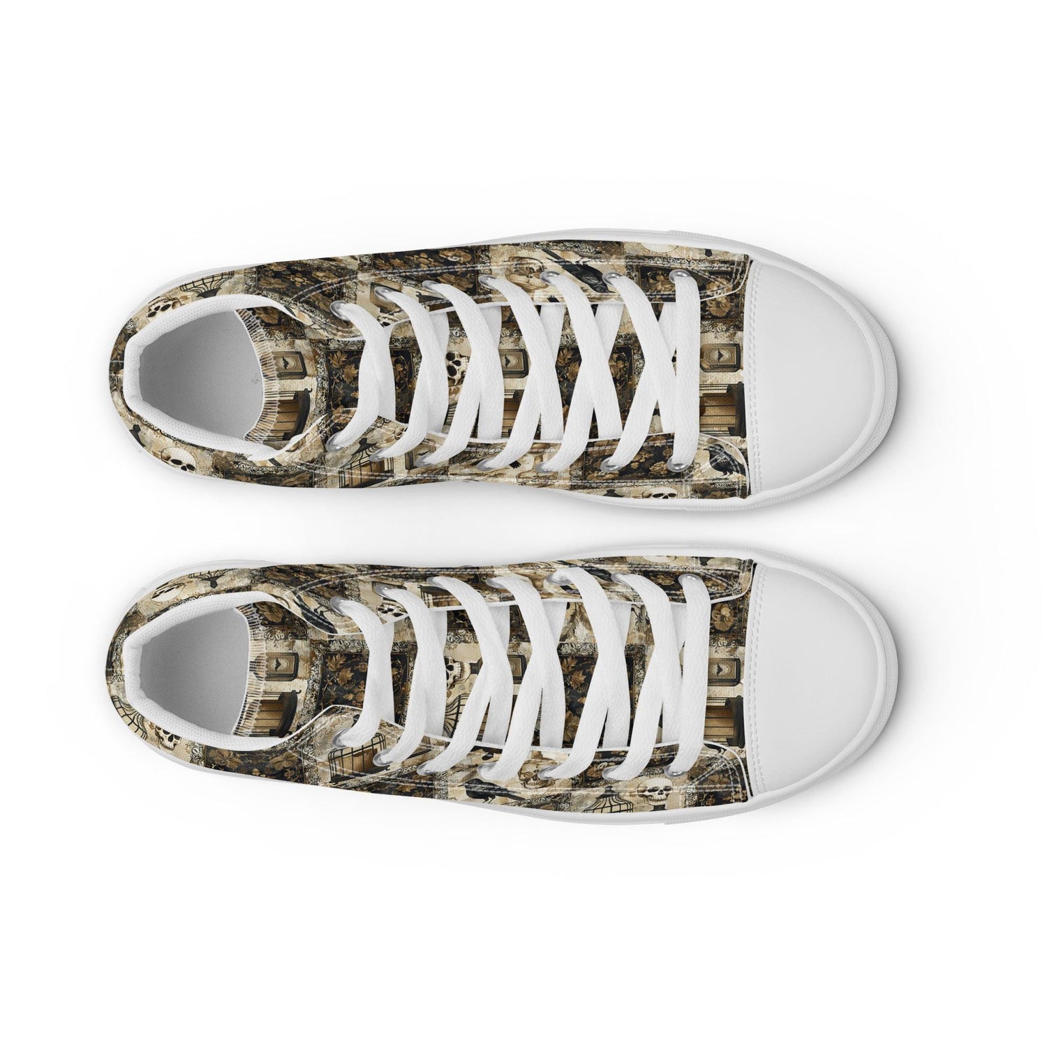 Women’s gothic Halloween Fall fashion style pattern print casual school work youthful trendy high top canvas shoes