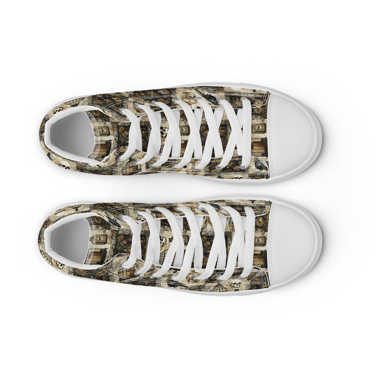 Women’s gothic Halloween Fall fashion style pattern print casual school work youthful trendy high top canvas shoes