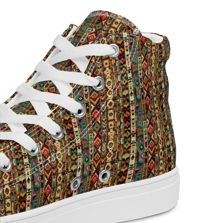 Men’s native all over casual style print pattern design high top canvas everyday fashion shoes