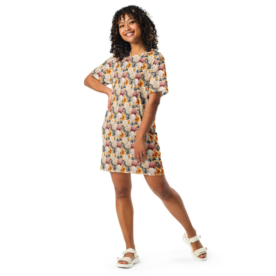 Blooming Elegance: Oversized Floral Print T-Shirt Dress for Versatile Everyday Wear
