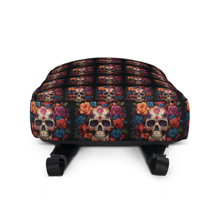 Backpack, Day of the dead Dia de los muertos sugar floral colorful sugar skull school work travel fashion everyday casual holiday attire