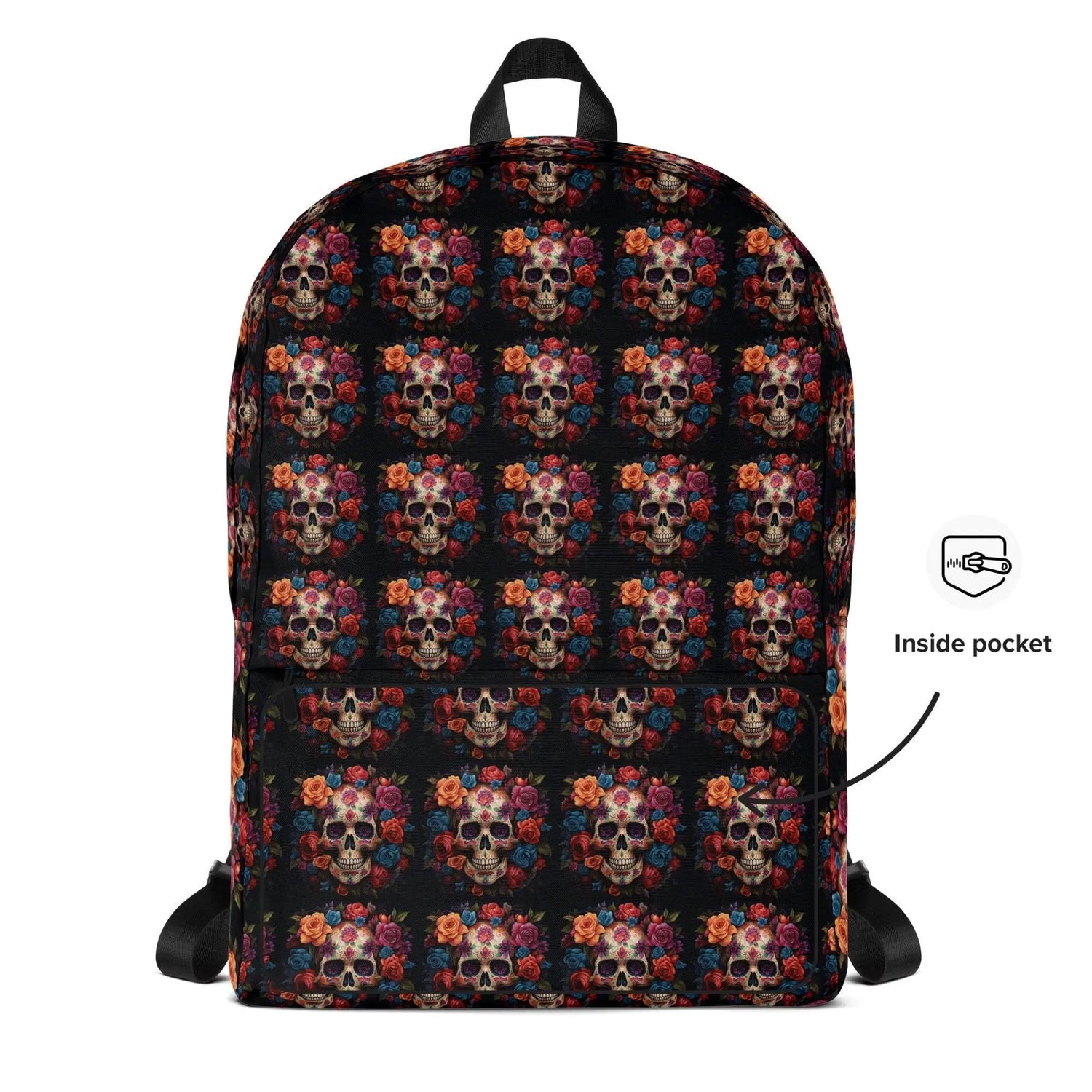 Backpack, Day of the dead Dia de los muertos sugar floral colorful sugar skull school work travel fashion everyday casual holiday attire
