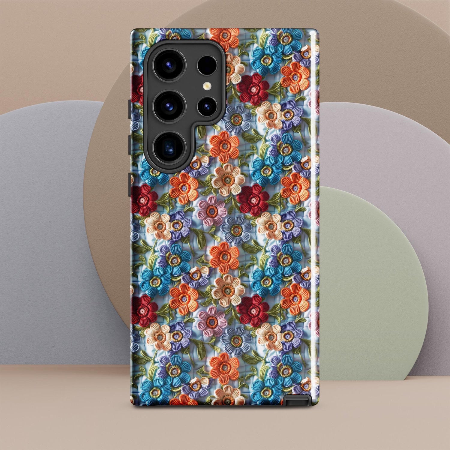 Tough case for Samsung®, Bright colorful floral pattern Android sturdy strong protective phone case great for school work travel
