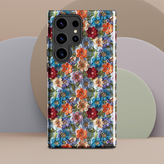 Tough case for Samsung®, Bright colorful floral pattern Android sturdy strong protective phone case great for school work travel
