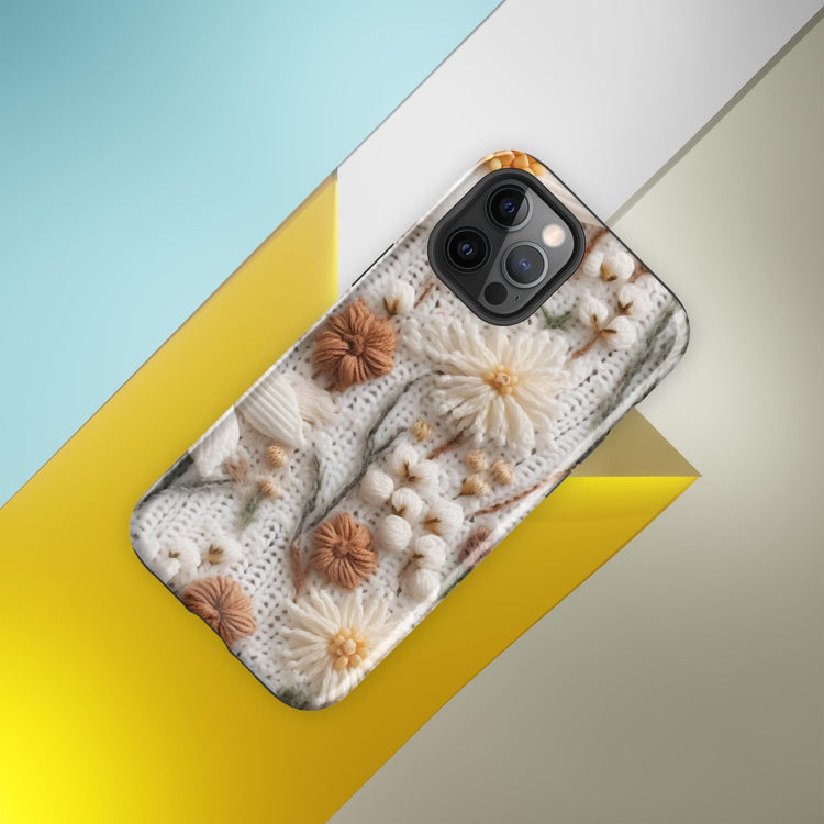 Tough Case for iPhone®, pretty floral crotchet phone cover fashion stylish design protector apple phone case