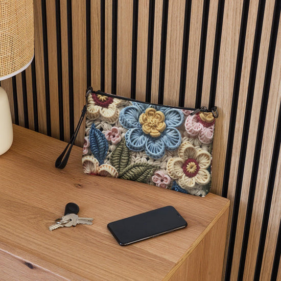 Crossbody bag, premium designer floral crotchet casual dinner everyday wrist shoulder work school date purse handbag