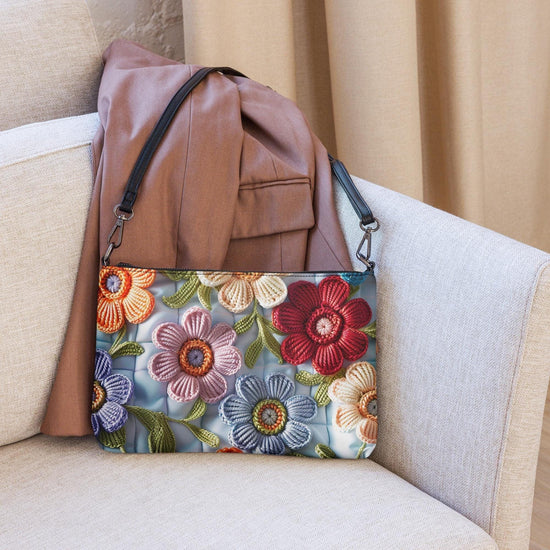 Crossbody bag, Bright floral print pattern design casual simple makeup cell phone wallet everyday wear hand purse bag