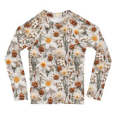 Kids Rash Guard, Crotchet AOP fitted kids back to school casual playground classroom everyday cute stylish long sleeve spandex shirt