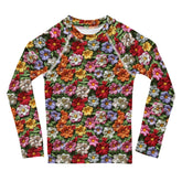 Kids Rash Guard, Floral crotchect colorful soft pattern litle girl spandex polyester fitted everyday school playground classroom clothing