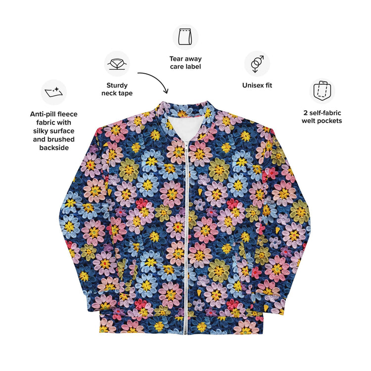 Unisex Bomber Jacket, Stylish crochet classy casual dressy elegant feel pair with jeans skirt or over dress hoodie or anything simple coat