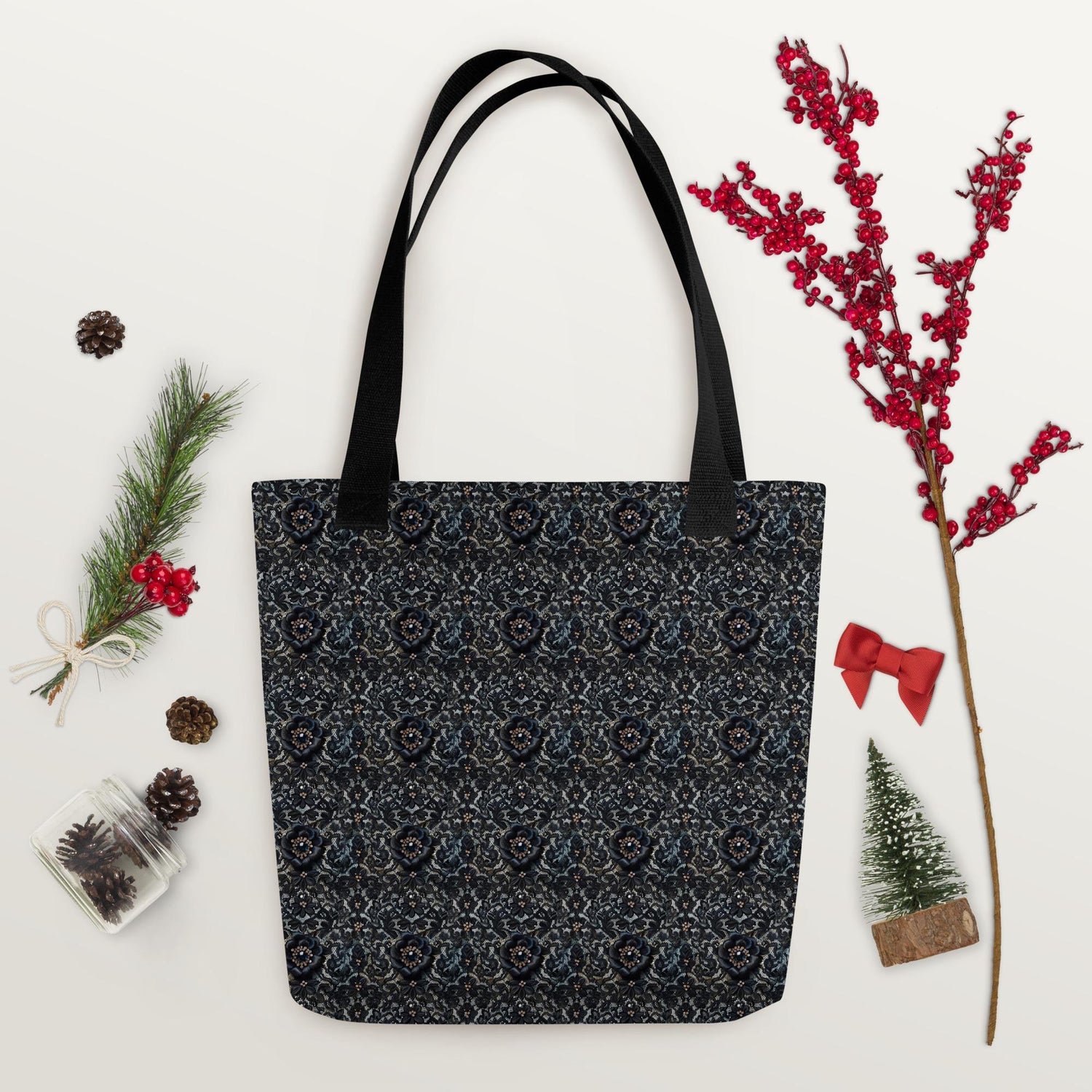Holiday style lace design Tote bag casual everyday shopping office travel gym school gifting fancy stylish purse