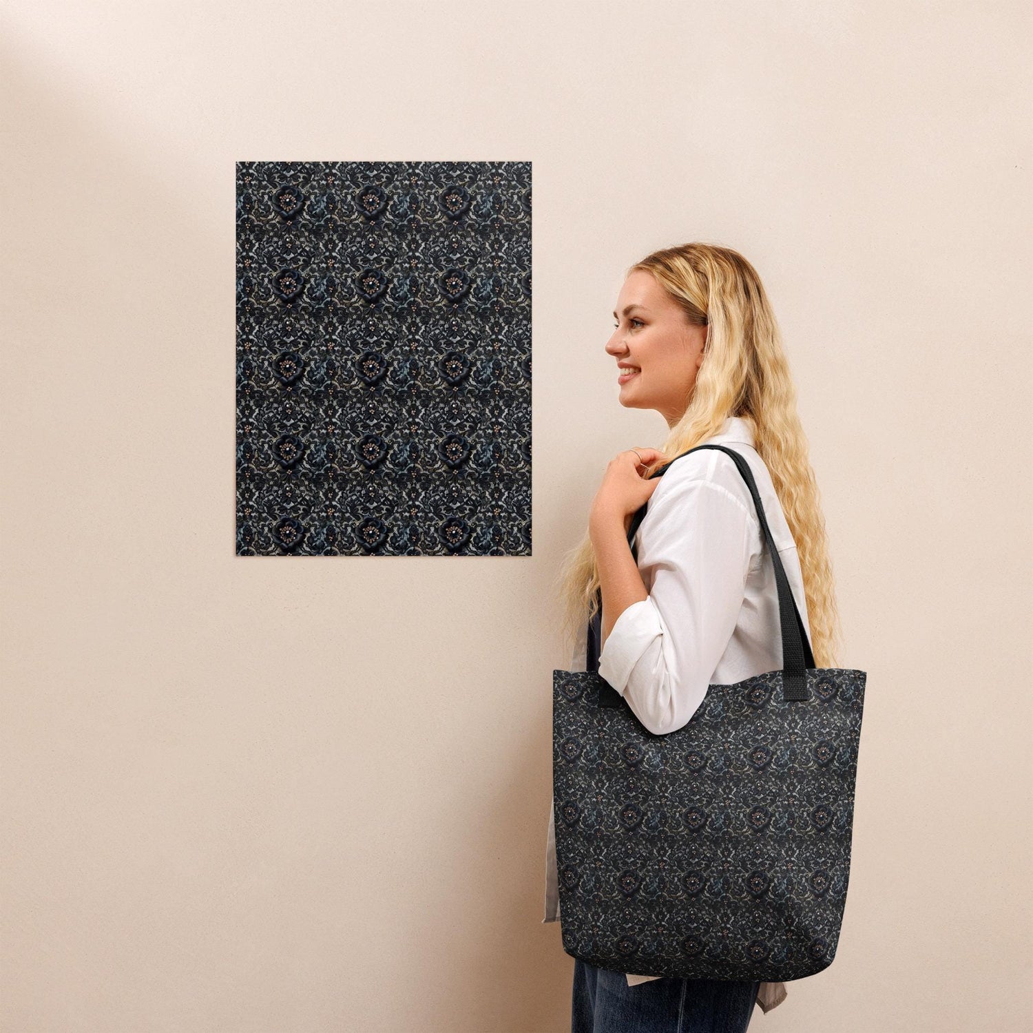 Holiday style lace design Tote bag casual everyday shopping office travel gym school gifting fancy stylish purse