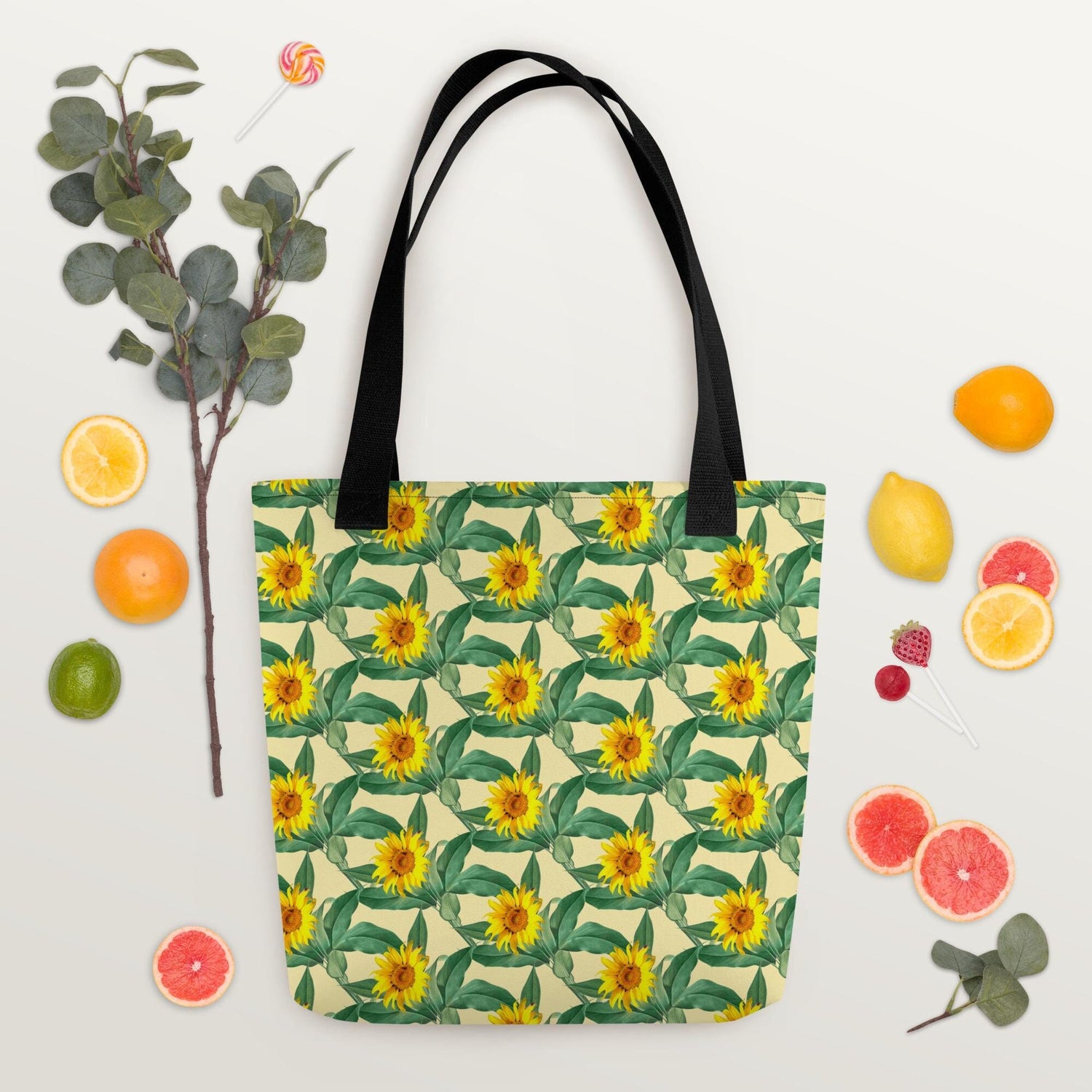 Tote bag, Everyday Sunflower design simple casual relaxed back to school work office beach day carry all bag