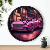 Wall Clock, Pink Bentley exotic vibrant fancy Barbie car design for bedroom hallway living room office upscale luxury wall art home decor