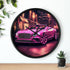 Wall Clock, Pink Bentley exotic vibrant fancy Barbie car design for bedroom hallway living room office upscale luxury wall art home decor