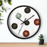 Wall Clock, Xmas color ornament wall art home office den casual room designer clock holiday family business gift