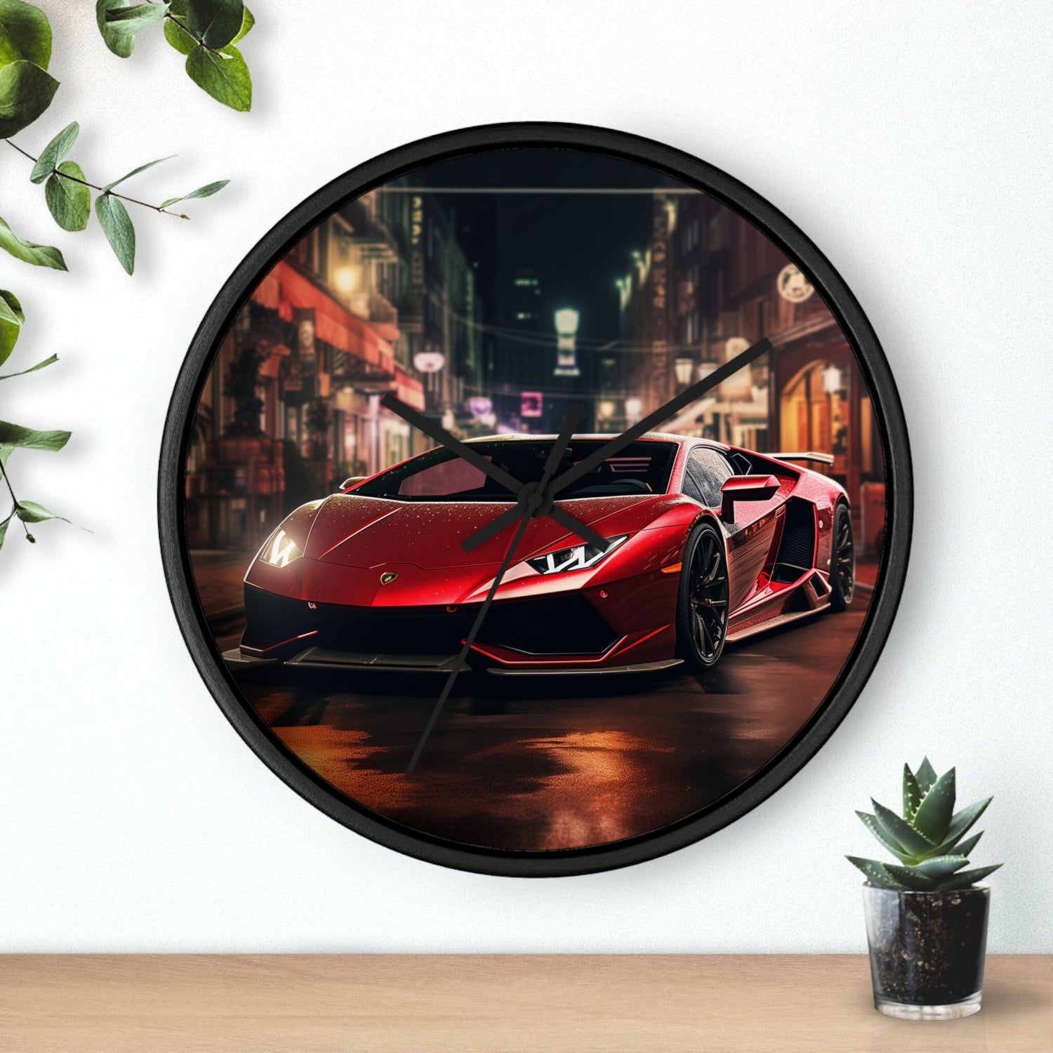 Wall Clock, Red Hot Lamborghini bachelor student dorm office home fancy exotic luxury car wall art