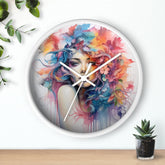 Wall Clock, Cool AI modern day home office restaurant beauty salon colorful female art wall clock design