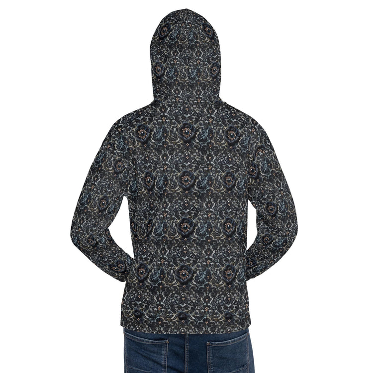 Female black floral lace all over pattern comfy casual soft school work travel jeans winter holiday hoodie sweatshirt great gift