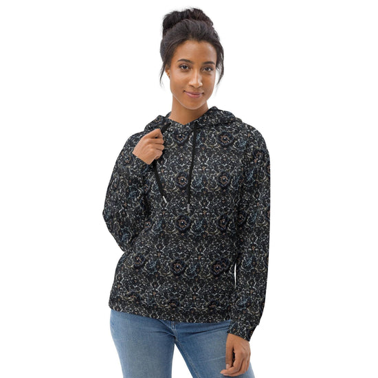 Suéter de encaje floral negro para mujer con estampado completo, cómodo, informal, suave, para la escuela, el trabajo, viajes, jeans, sudadera con capucha para vacaciones de invierno, gran regalo
