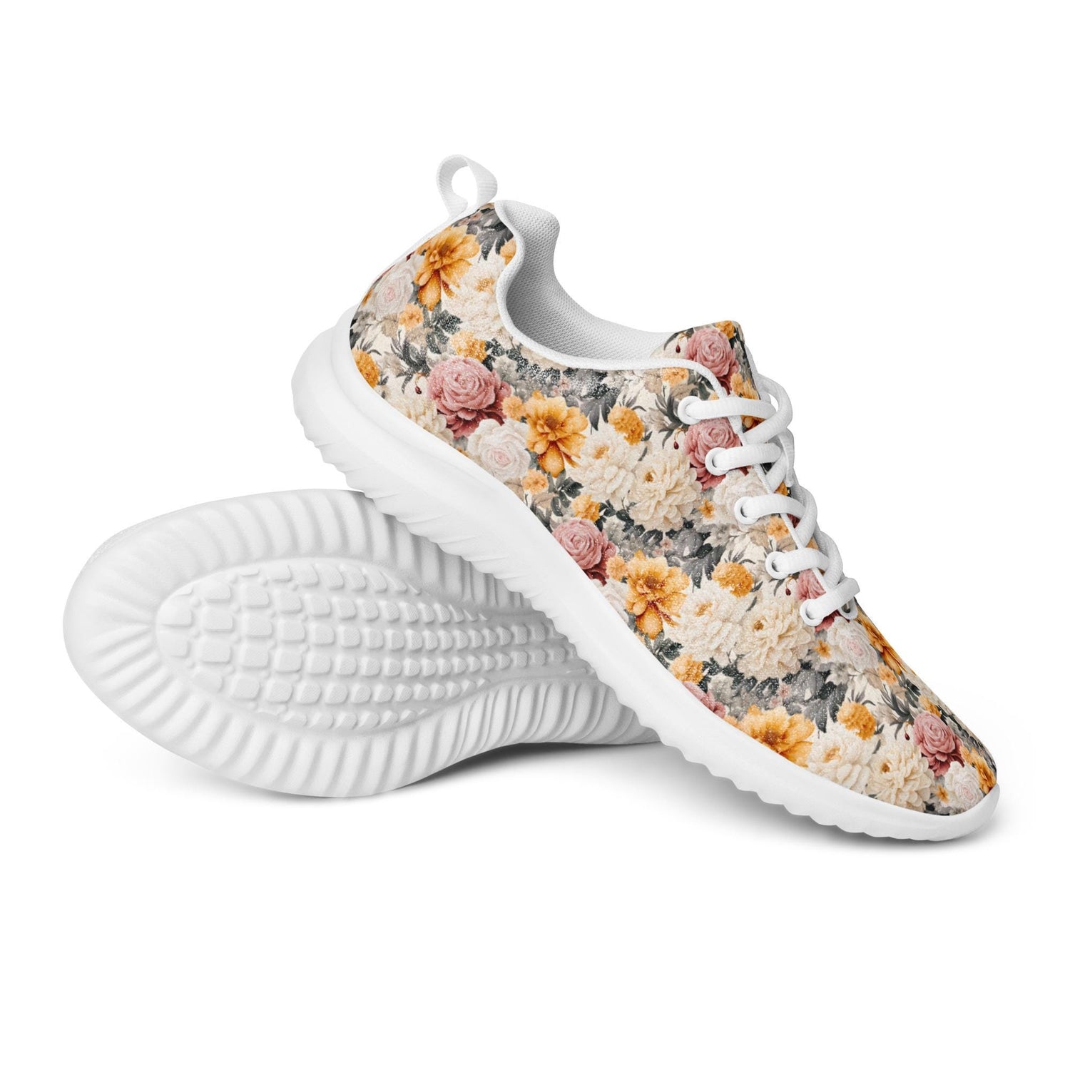 Women’s bright pretty floral pattern casual stylish fashionista athletic shoe great for walking shopping and gifting