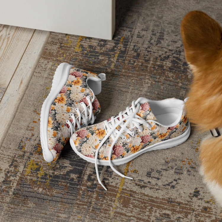 Women’s bright pretty floral pattern casual stylish fashionista athletic shoe great for walking shopping and gifting