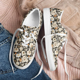 Women’s lace-up canvas shoes, floral color all over pattern print casual stylish fashion school work shopping jean shirt walking fabric shoe
