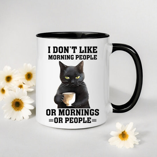 Accent Coffee Mug (11, 15oz), black cat sarcastic humorous saying everyday kitchen coffee tea color accent funny gift mug