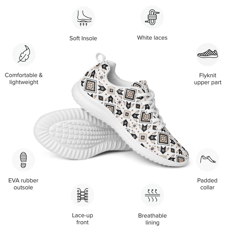 Women’s athletic shoes, Tribal all over print pattern design casual sport school work walking comfy soft lace up stylish tennis shoe