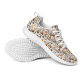 Women’s athletic shoes, crotchet floral pattern print comfortable casual sporty style yoga walking daily wear soft tennis shoe