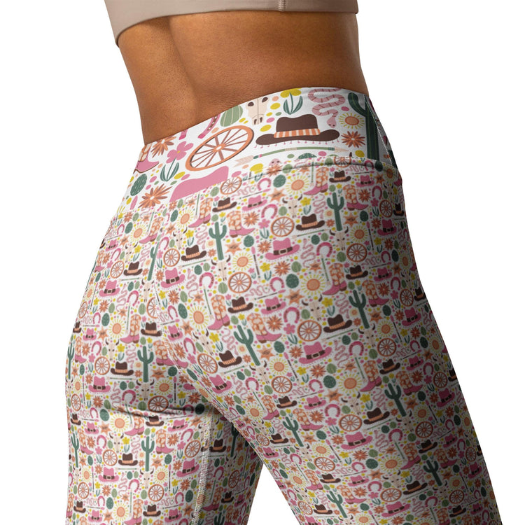 Yoga Leggings, Southern country style design all over pattern female workout casual stretchy soft smooth stylish blazer shirt pairing pants