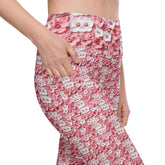 Leggings with pockets, Pink floral pattern print stretchy yoga workout daily walk casual blazer everyday stylish fitted pocket spandex pants