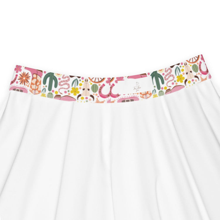 Skater Skirt, Cowboy country style pattern flattering comfy casual dressy everyday day night life flowy colorful skirt