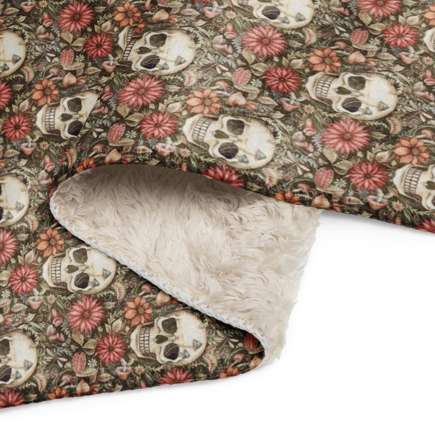 Sherpa blanket, Sugar skull floral day of the dead stylish home office bedroom couch lazy chair super soft  throw decor for all