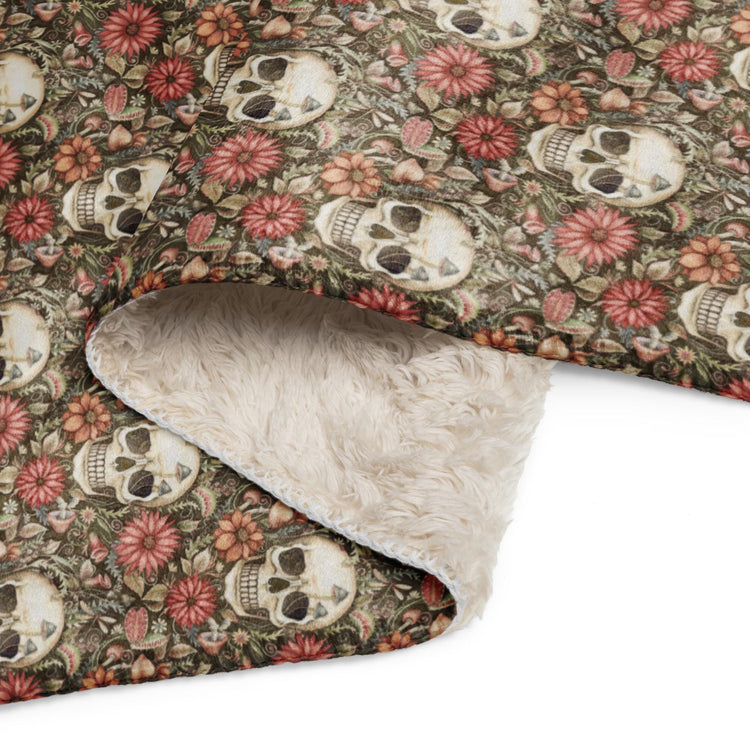 Sherpa blanket, Sugar skull floral day of the dead stylish home office bedroom couch lazy chair super soft  throw decor for all