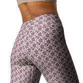 Yoga Leggings, Burgandy floral all over pattern design stretchy comfy flexible workout gym casual stylish pants