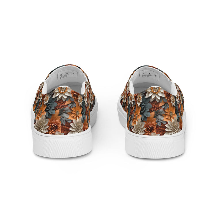 Women’s slip-on canvas shoes, Fall leaves floral all over pattern print design casual everyday walking working school fashion shoe wear